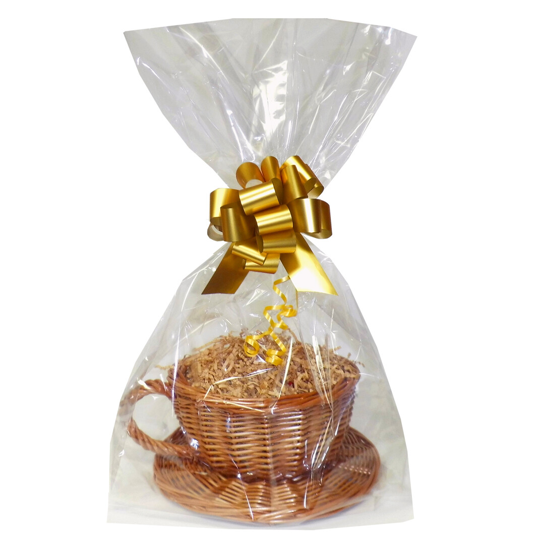 DIY Afternoon Tea Xmas Gift Hamper Kit - Tea Cup Wicker Basket, Shred, Bag & Bow