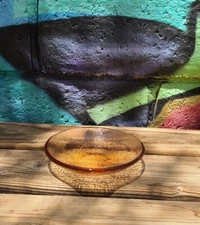 Fire and Light Recycled Art Glass COPPER Orange Dipping Dish Bowl 4 3/4” 