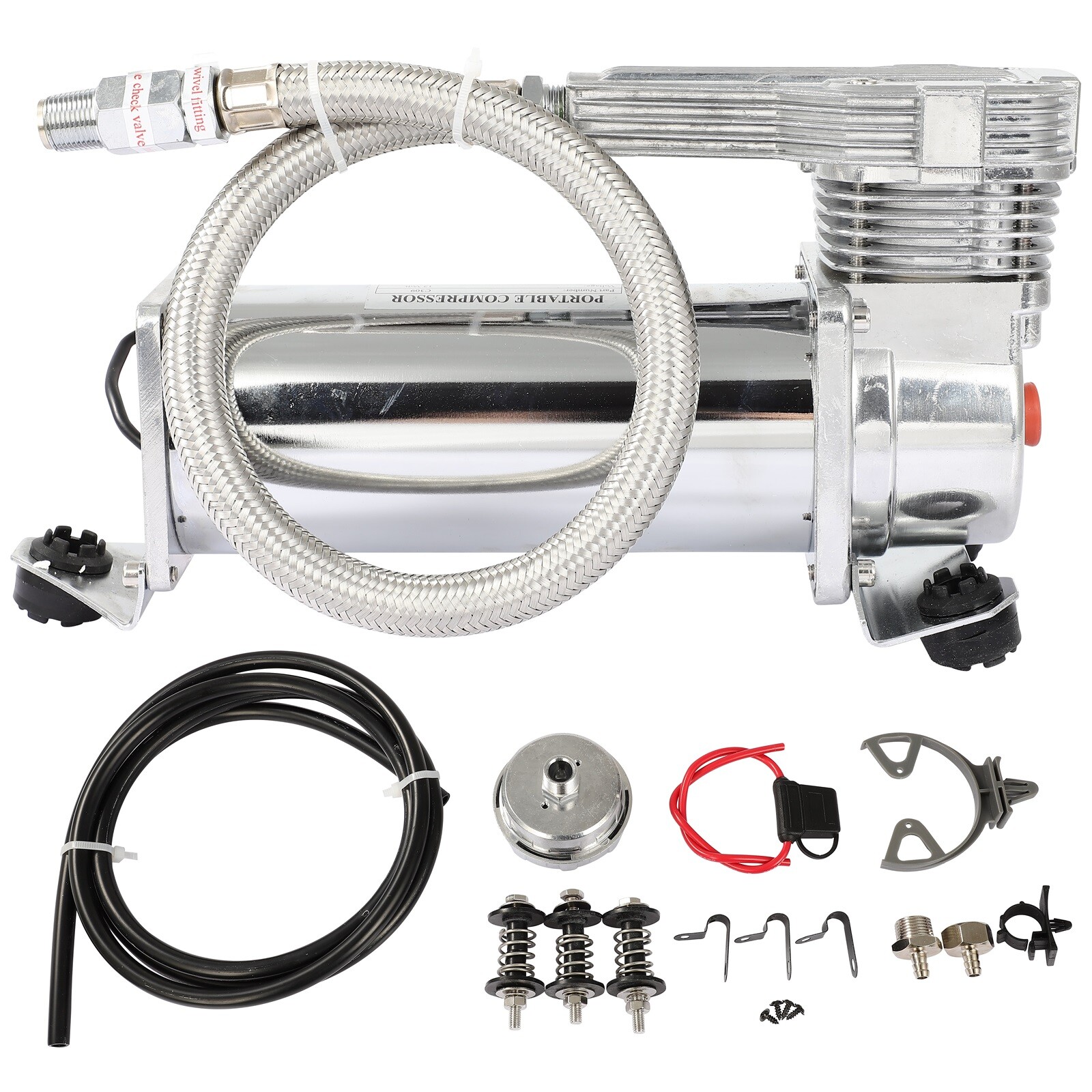 Single Stealth White Air Compressor Kit For Air Suspension 12V 200 PSI