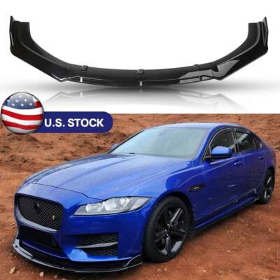 For Jaguar XE XJ XF Sedan Glossy Black Front Bumper Lip Splitter Kit Spoiler BE
