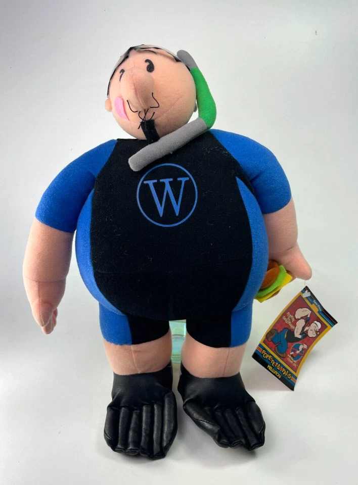 Kellytoy Popeye Wimpy Doll Plush King Features Snorkeling Wetsuit 2004 P1 - Image 2 of 4