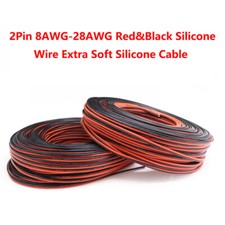 2Pin 8AWG-28AWG Red&Black Silicone Wire Extra...