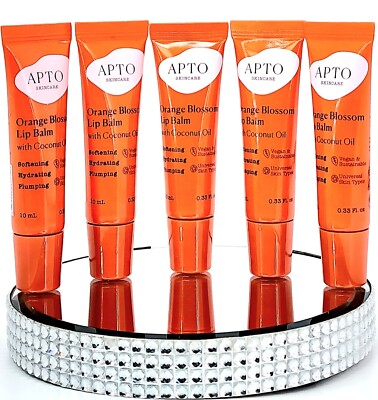 ×5Pc APTO Skincare Orange Blossom Lip Balm With Coconut Oil FULL SIZE .33oz Ea. 