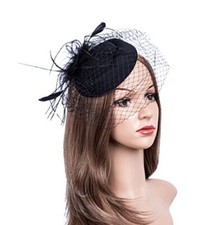 Fascinators Hats 20s 50s Hat Pillbox Hat Cocktail Tea Party Headwear 1-b1-black