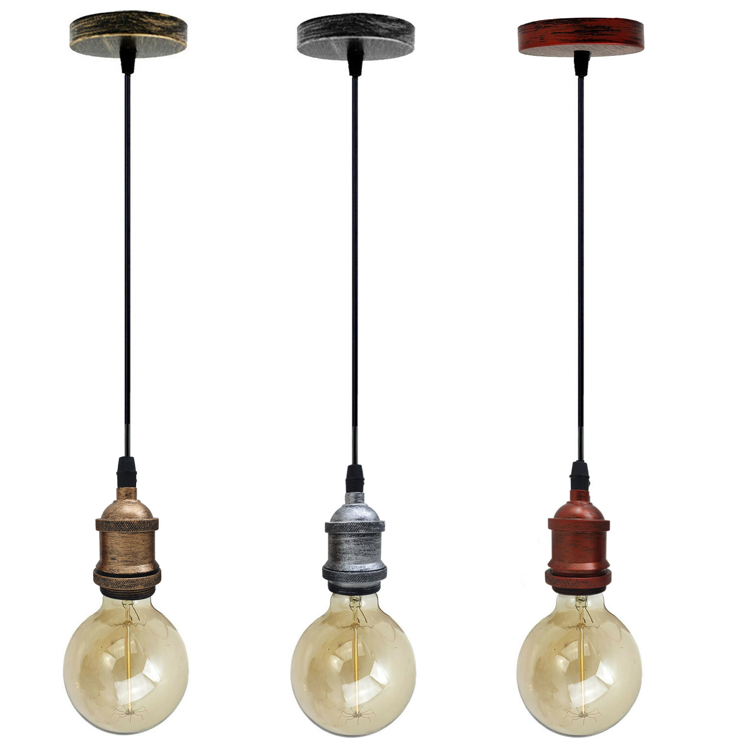 Pendant Lamp Holder Ceiling Rose Industrial Vintage Pendant Light Fitting E27 EB