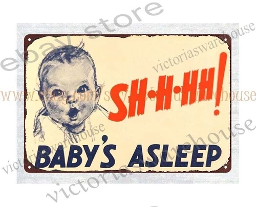 1950s Gerber Food Baby's Asleep metal tin sign contemporary home decor