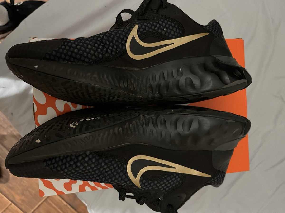 NIKE Renew Run 2 Running Shoes Sneakers Black Metallic Gold Men\'s Size 11.5 Nike Renew Run 2 Black Metallic Gold for Sale | Authenticity  main image 3