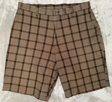 Burnside Shorts Men's 34 Brown Plaid Preppy Urban Skater Style Breathable Summer