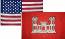 3x5 Wholesale Combo USA American & Army Corps Engineers Flag 3'x5' 2 Pack