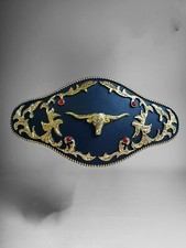 Long Horn Bull Cowboy Western Rodeo Belt Buckle Hebilla Vaquera Charra Toro