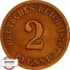 J 2  2 Pfennig KAISERREICH von 1876 F in S-SS  927085