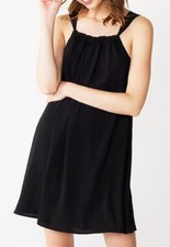 NWT NINE WEST XXL MINERAL BLACK TRAPEZE TIE BACK SCOOPNECK MINI SWING DRESS