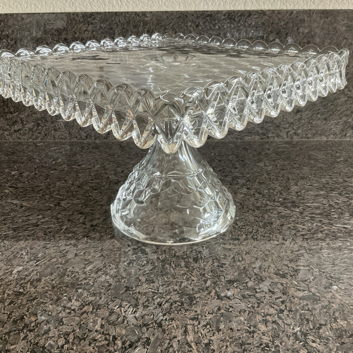 Cake Holder Fostoria Cake Plate MCM Fostoria American Cube Round