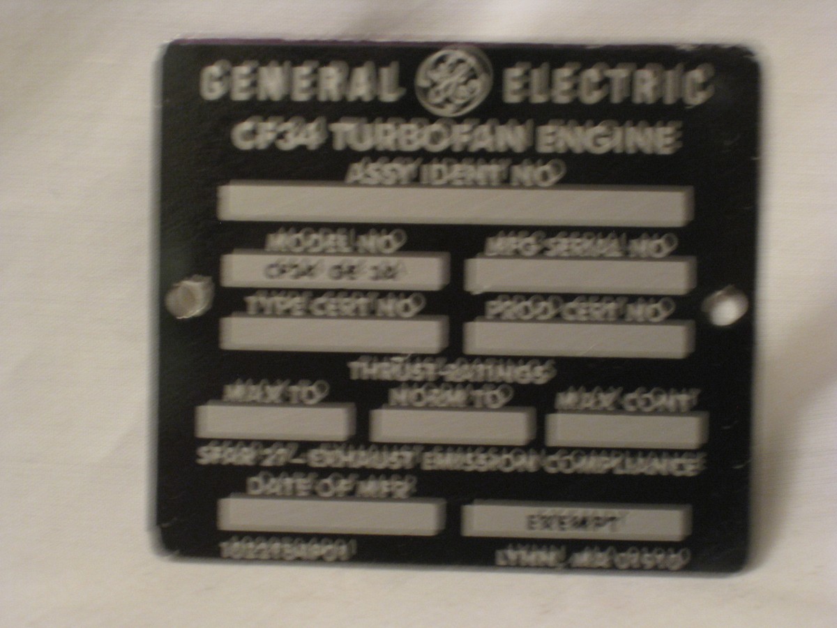 vintage GE General Electric CF34 Turbofan Aircraft Engine metal
