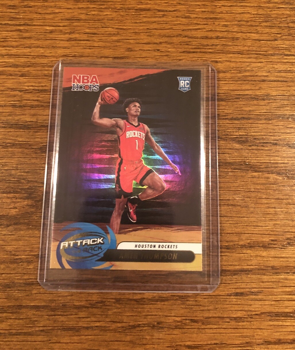 Amen Thompson 2023-24 Panini NBA Hoops Rookie Attack The Rack Holo #2 Rockets Rc