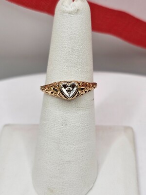 Vintage 10K yellow gold Starcraft filagee heart ring | eBay