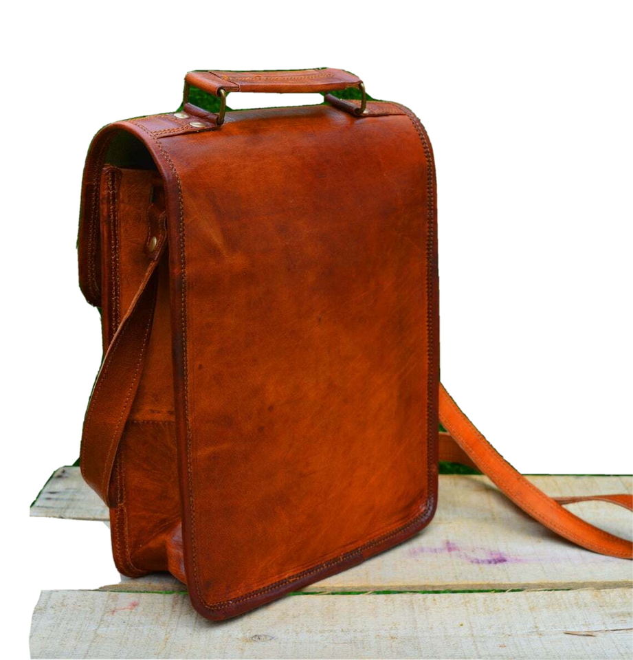 Men Women Leather Messenger Laptop Satchel Sling Side Crossbody Handbag