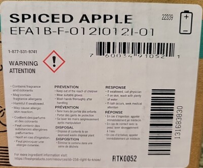 (Box Of 12) Easy Fresh 2.0 Air Freshener, Scent:Spiced Apple, RTK0052 NEW