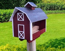 Bird Feeder - Barn - Amish Handmade - Wooden - Large Size - Easy to Fill - Easy