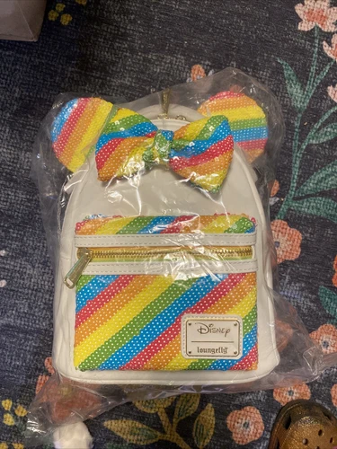Loungefly Disney Sequin Rainbow Minnie Mouse Mini Backpack