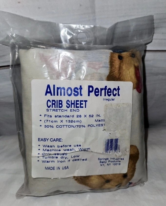 Простыня для детской кроватки Springs Industries плюшевый медведь 28x52 дюйма розовый бант панда кролик - Изображение 4 из 4