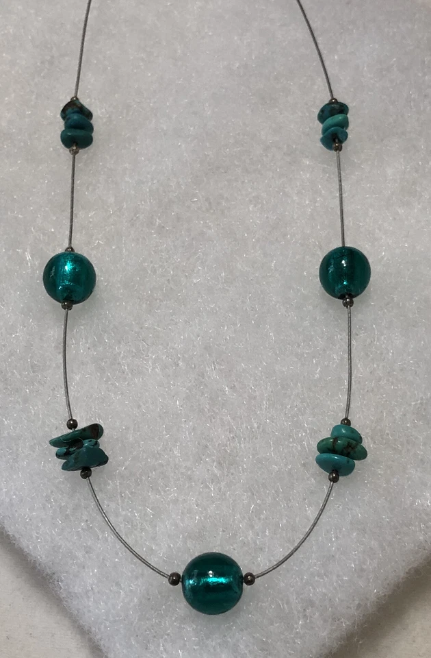 Silpada 925 Sterling Silver Stabilized Turquoise Blue Glass Bead Necklace N2353 - Image 3 of 4