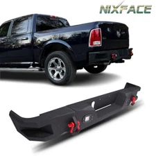 Rear Bumper w/ LED Lights & D-Rings & Step for 09-18 Dodge Ram 1500 Black Coated