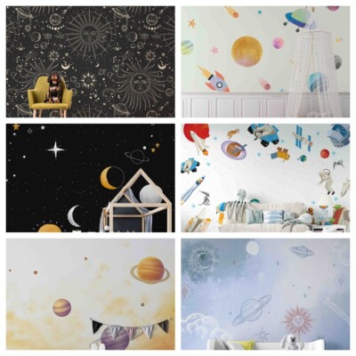 3D Planet Cartoon Color Self-adhesive Wallpaper Removable Wallpaper Wall Mural