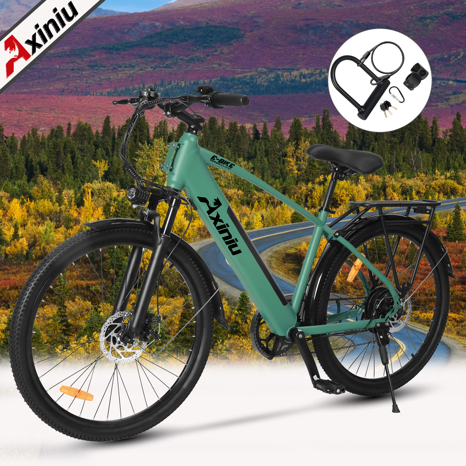 Adults Ebike 750W Motor 25Mph 7-Speed 26" Electric Bike Commuter E-Bike U-Lock