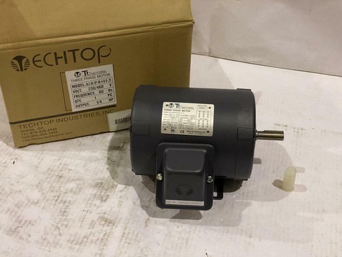 TECHTOP 1/4 HP 1740 RPM ODP 208/230/460 VAC FR: 56  3 PHASE MOTOR NEW SURPLUS - Picture 6 of 8