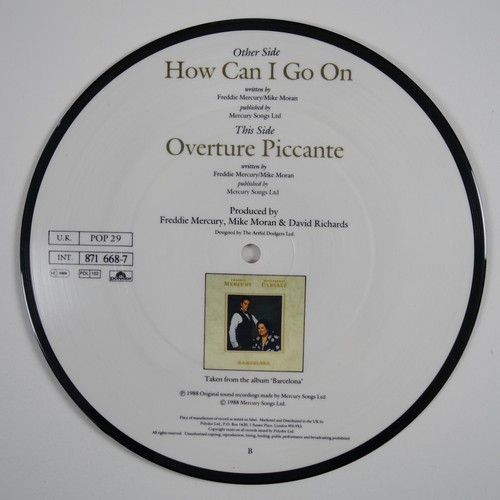 FREDDIE MERCURY & MONTSERRAT CABALLE How Can I Go On RARE picture disc 7" QUEEN - Picture 2 of 2