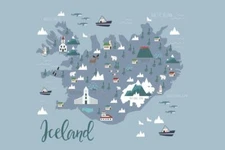 Map of Iceland Art Print Laminated Dry Erase Sign Poster 12x18