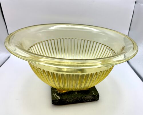 Federal Glass Golden Glow Amber Ribbed Mixing Bowl Large 9.75" Diameter Vintage - Picture 4 of 10