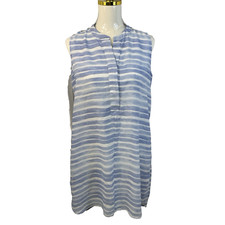 Vince Camuto Womens Dress Blue Stripe Small Tunic Dress Hi Low Beach Resort