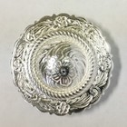 WESTERN SADDLE HEADSTALL HORSE TACK BRIGHT SILVER ROPE EDGE CONCHO screw back