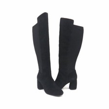 NEW $159 Nine West Kerianna Black Suede Chunky Heel Tall Knee Boots Choose Size