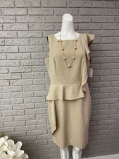 Calvin Klein Tan Ruffle Sheath Dress Size 12 NWT