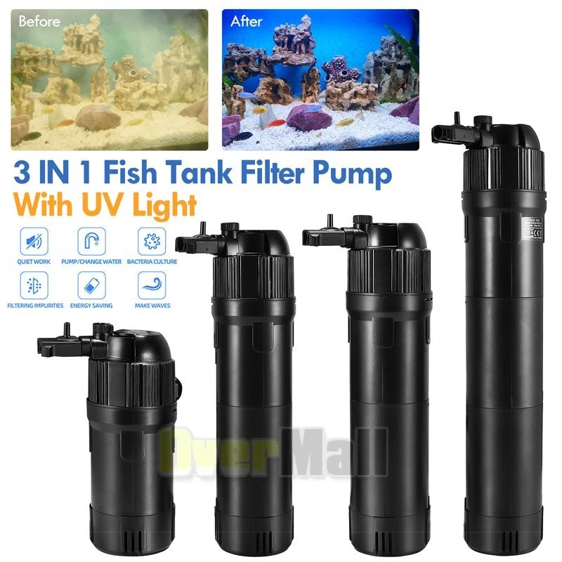 Filtro bote acuario 350 galones 3 etapas 10w UV 800GPH pecera con bomba Foto 4 de 4