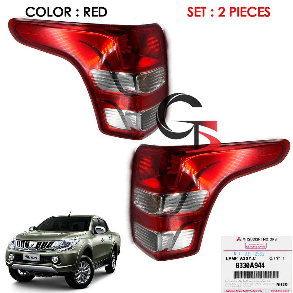 Se adapta a Mitsubishi Triton L200 2015 2016 17 LH RH lámpara trasera borde rojo genuino Foto 2 de 3