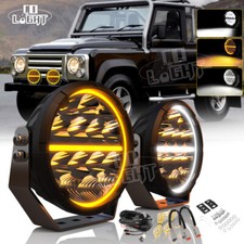 Pair 7" Inch Round off Road Spot Beam LED Driving Lights Dual Color DRL Truck