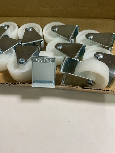 16x Fixed Caster Wheels 1.5” Nylon Roller w/ Metal Bracket Furniture Cart Dolly - Picture 2 of 3