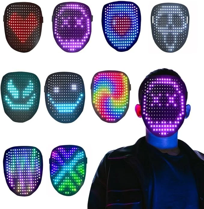 LED-Maske mit Gestenerkennung, LED Maske Gesicht Halloween, LEDs Leuchtmaske - Bild 3 von 4