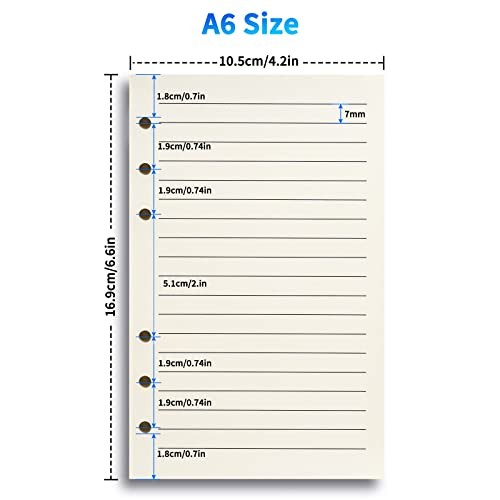 A6 Refillable Paper for 6-Ring Binders, Planner, Traveller Journal, Lined - Picture 3 of 7