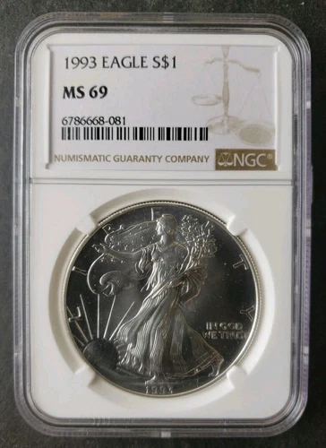1993 $1 American Silver Eagle Dollar NGC MS69