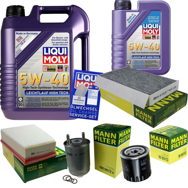 Mann Inspektionspaket 6L Liqui Moly 5W-40 FüR Renault Megane Grandtour 1.9 Dci-image