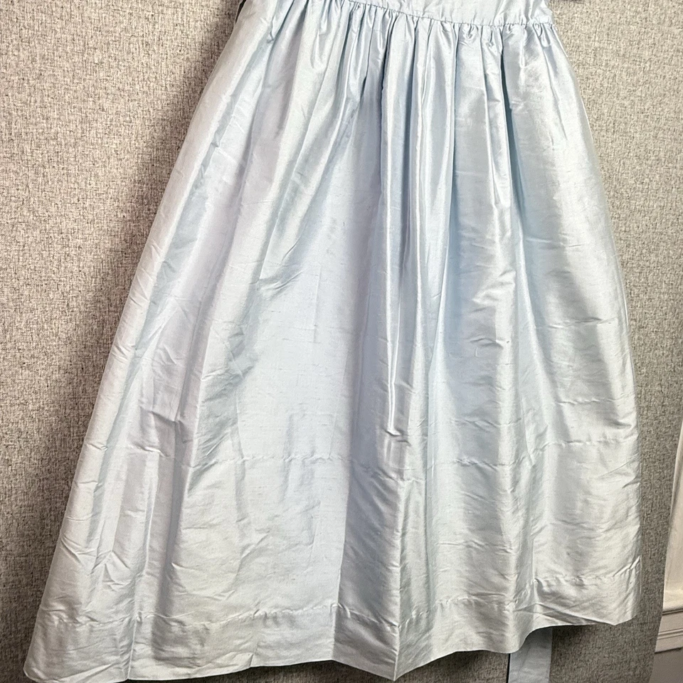 Strasburg 100% Silk Embroidered Long Dress 10Y Blue Formal Holiday Flower Girl - Image 3 of 4