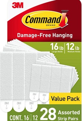 3M Command Strips Picture Hanging Strips Damage Free 12 Medium 16 Large
