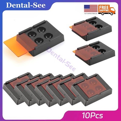 10Pcs Dental Veneer Shading Light Storage Box Adhesive Mixing 4 Wells Palette