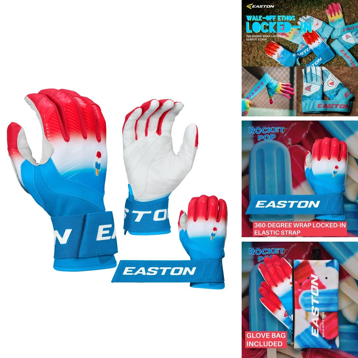 Easton Walk-Off Ethos Locked-In Baseball Schlaghandschuhe Kompression Handschlaufe