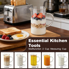 18OZ Glass Measuring Cup with Insulated Handle V-Shaped Spout 2 Cup | 500ml H...